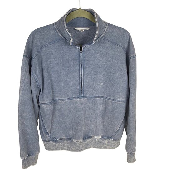 Sage & Stone Women's Crop Sweatshirt 1/4-Zip Blue Size M - Picture 1 of 4